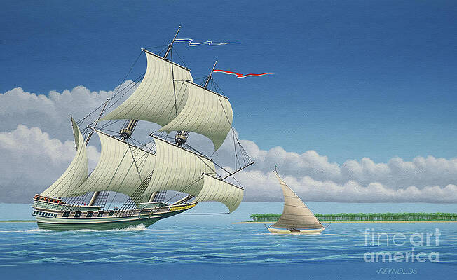Boat Wall Art featuring the painting Millennium Of Sailing In Marshall Islands - Dutch Ship Eendracht by Keith Reynolds
