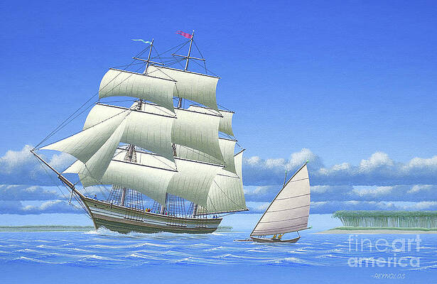 Boat Wall Art featuring the painting Millennium Of Sailing In Marshall Islands - Schooner Victoria by Keith Reynolds