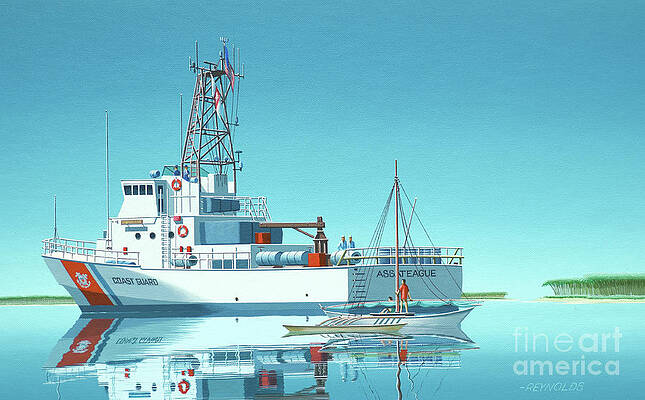Boat Wall Art featuring the painting Millennium Of Sailing In Marshall Islands - U.S. Coast Guard Vessel Assateague by Keith Reynolds