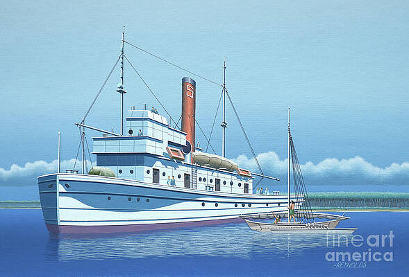Boat Wall Art featuring the painting Millennium Of Sailing In Marshall Islands - U.S. Steam Vessel Tanager by Keith Reynolds