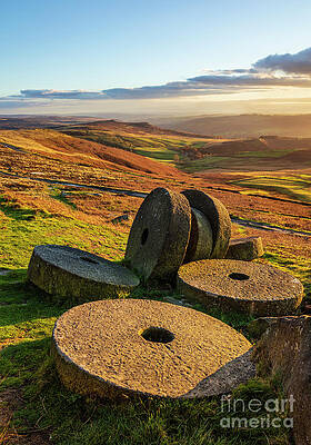 Dramatic Photograph - Millstones At Sunset, Stanage Edge, Peak District National Park, Derbyshire, England by Neale And Judith Clark