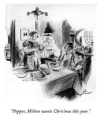 Jewish Wall Art featuring the drawing Milton Wants Christmas by Kemp Starrett