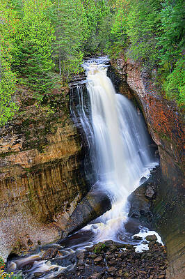 Cascading Forest Waterfall Photograph