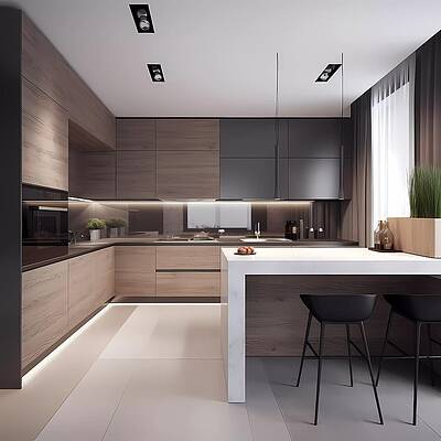 Design Wall Art featuring the digital art Minimalist Kitchen Design No 1 by Andre Petrov