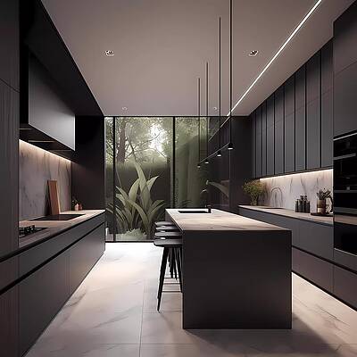 Design Wall Art featuring the digital art Minimalist Kitchen Design No 2 by Andre Petrov