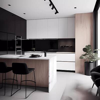Design Wall Art featuring the digital art Minimalist Kitchen Design No 3 by Andre Petrov