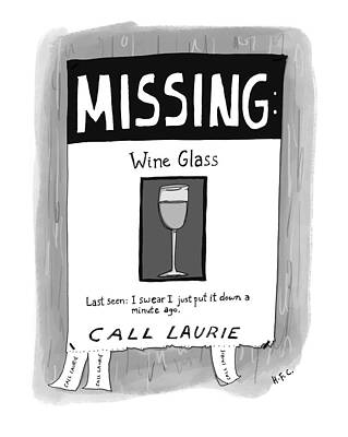 Missing Wine Glass Comical Poster Wall Art