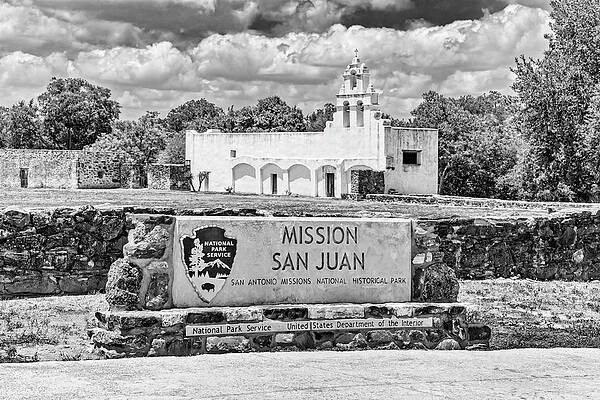 Symbolic Wall Art featuring the photograph Mission San Juan In Black And White by Kelley King