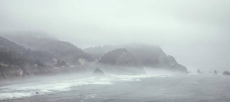 Misty Coastal Landscape Wall Art