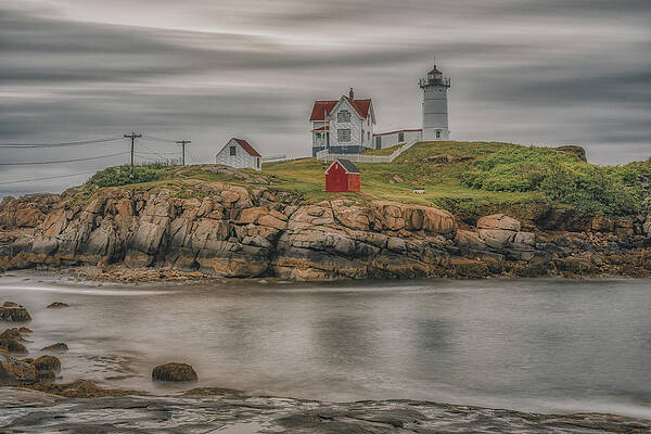 Wall Art featuring the photograph Misty Morning At The Nubble by Penny Polakoff