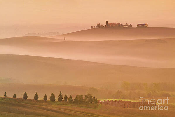 Dramatic Photograph - Tuscany - Misty Morning In Val D'orcia, Tuscany, Italy by Neale And Judith Clark