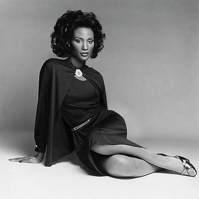 Wall Art featuring the photograph Model Beverly Johnson Wearing Adele Simpson Dress by Francesco Scavullo