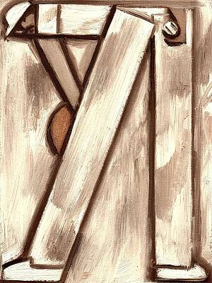 Geometric Wall Art featuring the painting Modern Abstract Baseball Pitcher Art Print by Tommervik