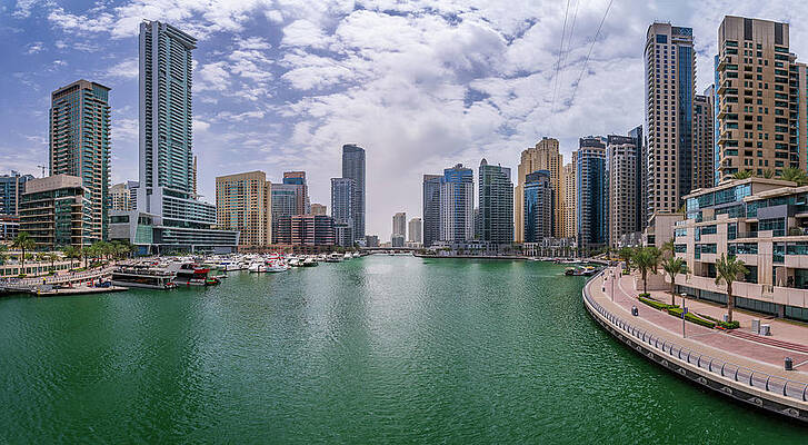 Modern Wall Art featuring the photograph Modern Buildings Crowd The Waterfront At Dubai Marina UAE by Steven Heap