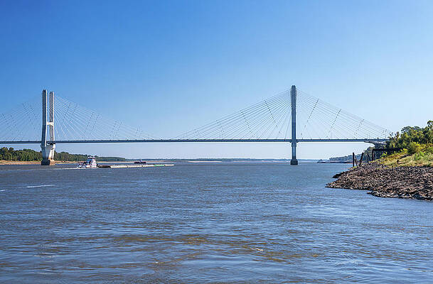 Modern Wall Art featuring the photograph Modern Greenville Bridge Across The Mississippi To Arkansas With by Steven Heap