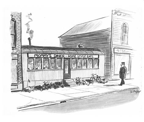 Cook Wall Art featuring the drawing Mommy's Diner by Warren Miller