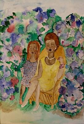 Woman Wall Art featuring the painting Mom's Hydrangeas by Stacey Torres
