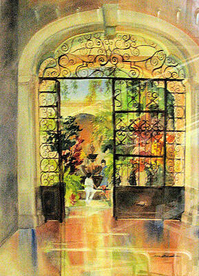 Wall Art featuring the painting Monastery Patio by Sheila Parsons