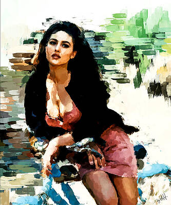 Expressive Digital Art - Monica Bellucci, Fashion Model by Gradify Creations