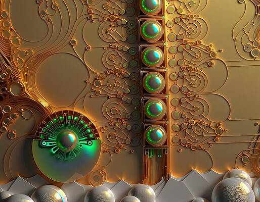 Intricate Wall Art featuring the digital art Monitoring by Eris And AI