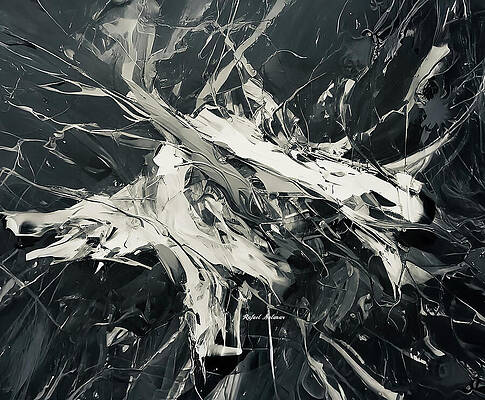Wall Art featuring the digital art Monochrome Chaos by Rafael Salazar