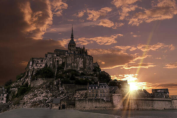 Sunset Photograph - Mont Saint Michel, France At Sunset by John Twynam