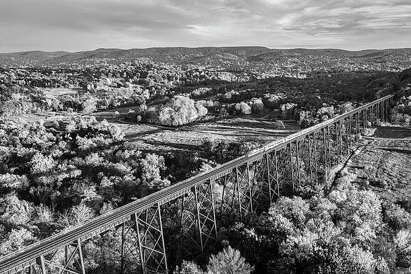 Moodna Viaduct In Autumn Bw Print