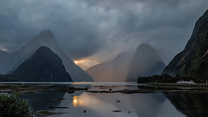 Moody Milford Sound at Dusk Photograph