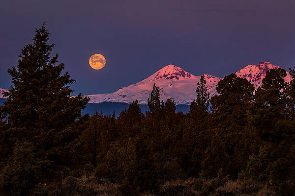 Mountain Wall Art featuring the photograph Moon Descending Over The Cascades by Tim Lyden