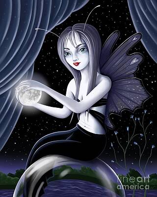 Insects Wall Art featuring the digital art Moon Maiden by Valerie White