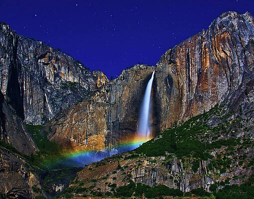 Yosemite Waterfall Under Night Sky Photograph