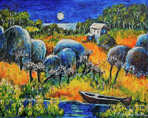 Wall Art featuring the painting Moonlight Over The Darling Ranges by Jeremy Holton