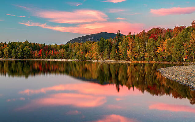 Wall Art featuring the photograph Moosehead Lake Autumn Sunset Colors by Dan Sproul