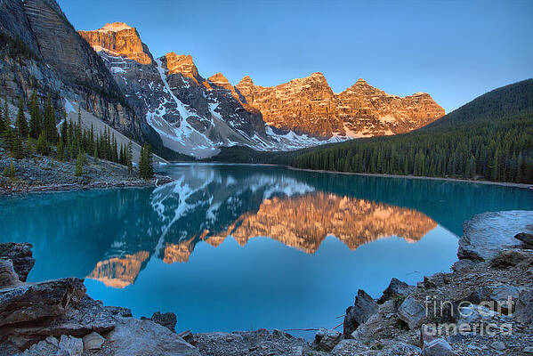 Sunrise Wall Art featuring the photograph Moraine Lake Mid Sunrise by Adam Jewell