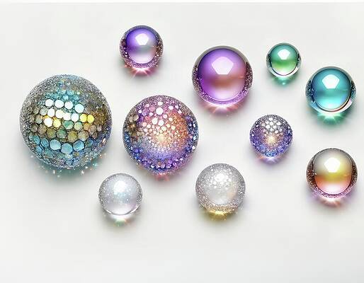 Colorful Crystalline Spheres Digital Art
