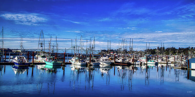 Serene Photograph - Morning A The Marina In Yaquina Bay, Newport Oregon by Bruce Block