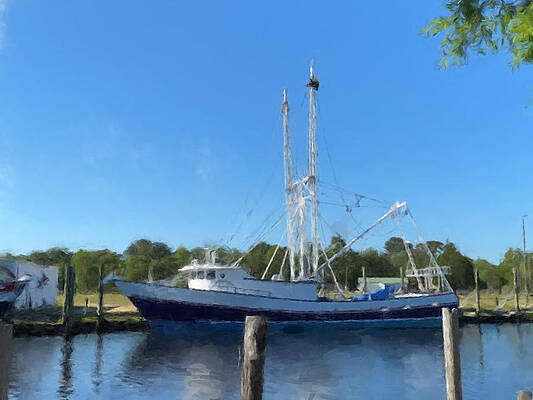 Louisiana Wall Art featuring the painting Morning Light On A Shrimp Boat by Gary Arnold