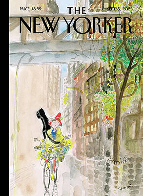 Bicyclist with Flowers in Manhattan Wall Art