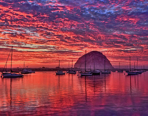 Morro Bay Flaming Sunset Photograph
