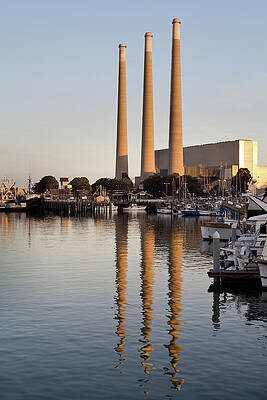 Wall Art featuring the photograph Morro Bay Smokestacks by Gina Cinardo