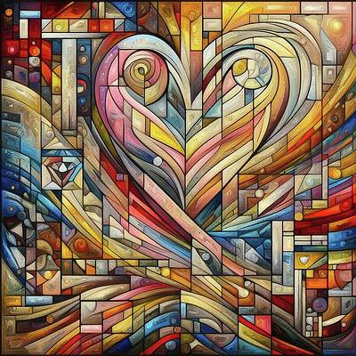 Geometric Wall Art featuring the digital art Mosaic Of Love A Heart In Geometric Harmony LV1047 by Don Northup