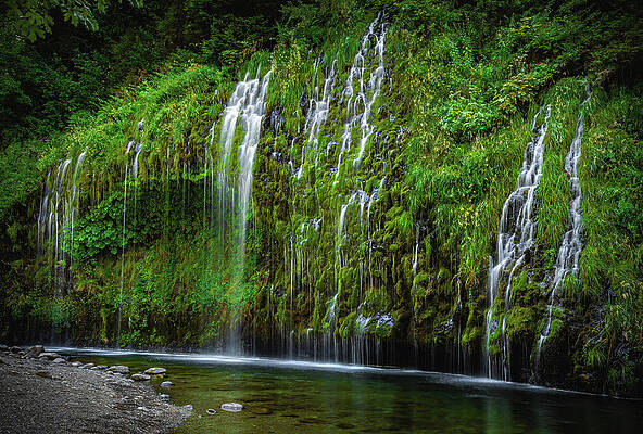 Moody Photograph - Mossbrae Falls And Stream, California by Abbie Warnock