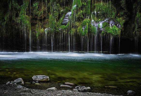 Moody Photograph - Mossbrae Falls Weeping Wall And Sacramento River, California by Abbie Warnock