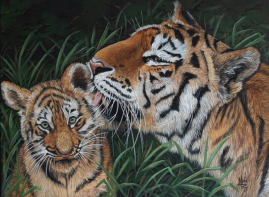Wildlife Painting - Motherly Moment by Mark Ray