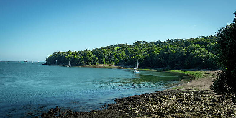 Tranquil Coastal Cove with Boats Wall Art