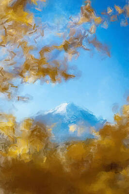Japan Painting - Mount Fuji And Yellow Leaves by Gary Arnold