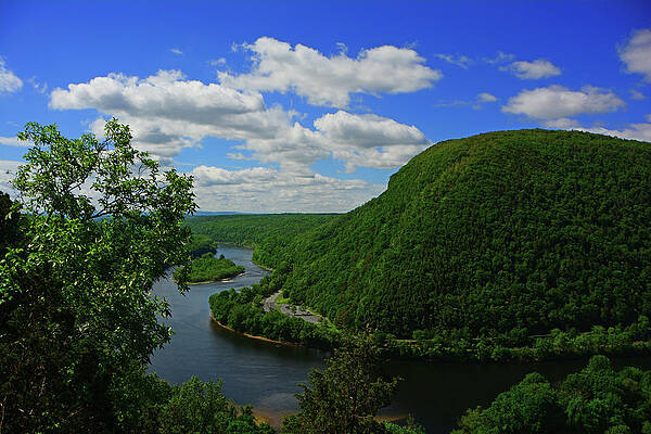 Wall Art featuring the photograph Mount Minsi Spring Green And Thermal Clouds by Raymond Salani III