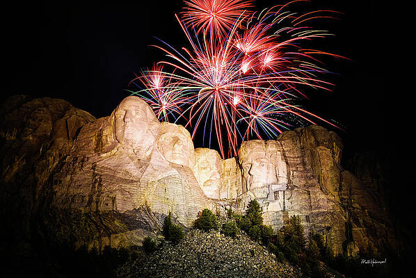 Photograph - Mount Rushmore Fireworks by Matt Halvorson