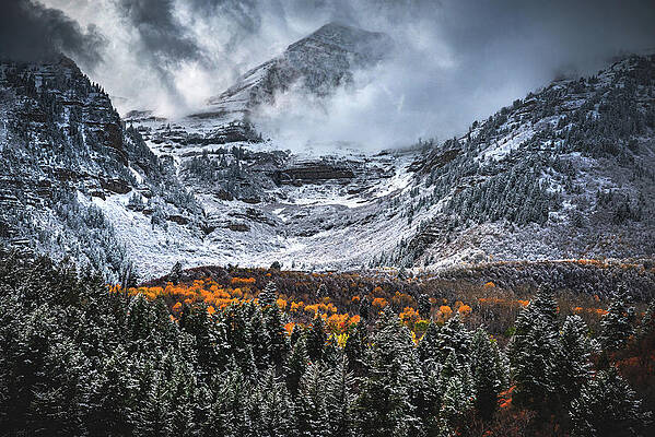 American Photograph - Mount Timpanogos Autumn Snowfall, Utah by Abbie Warnock