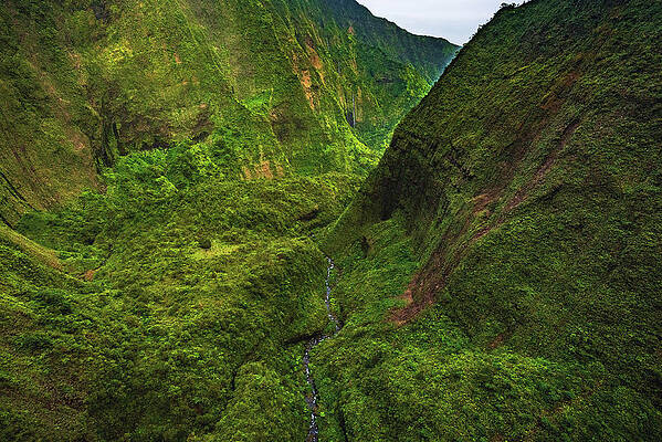 Paradise Photograph - Mount Waialeale Blue Hole Aerial - Kauai, Hawaii by Abbie Warnock